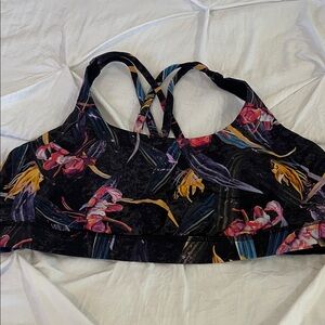lululemon athletica Black Floral Energy Sports Bra
